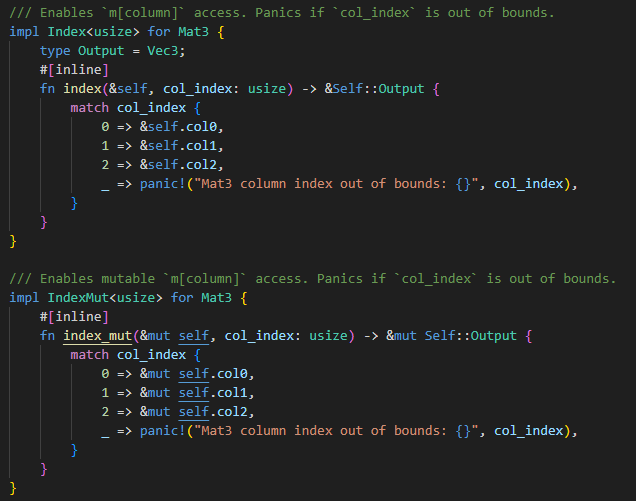 Indexing into and out of Mat3